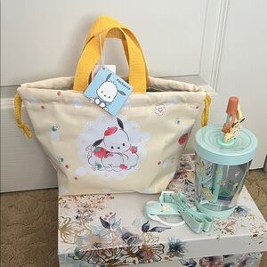MinisoPochacco Cute Light Yellow Insulated Bag & Pochacco Tumbler